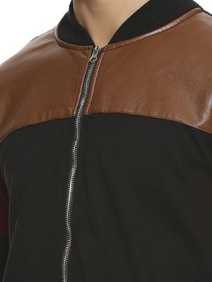 black color block bomber jacket - 16519241 - Standard Image - 4