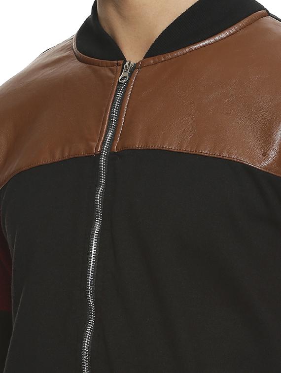black color block bomber jacket - 16519241 - Zoom Image - 4