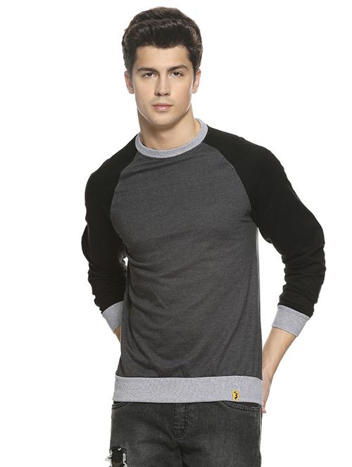 grey color block raglan sweatshirt - 16519258 - Standard Image - 1