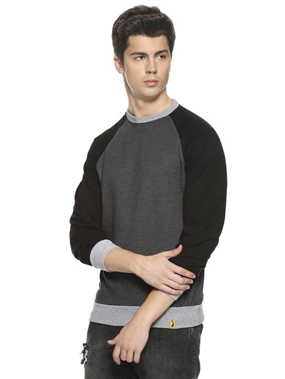 grey color block raglan sweatshirt - 16519258 - Zoom Image - 2