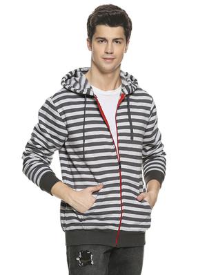 grey striped hooded sweatshirt - 16519270 - Standard Image - 2