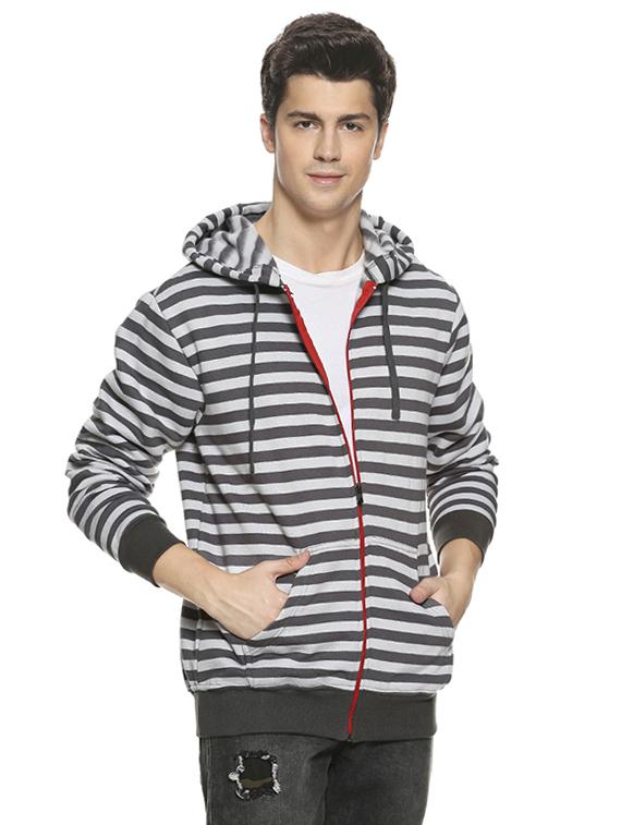 grey striped hooded sweatshirt - 16519270 - Zoom Image - 2