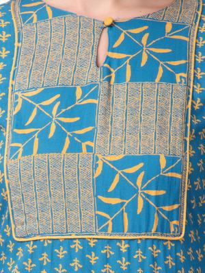 turquoise straight kurta - 16519558 - Standard Image - 4
