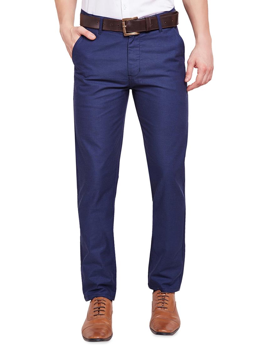 blue solid flat front formal trouser - 16519573 - Zoom Image - 1