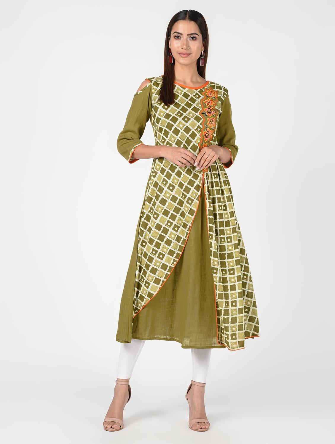 printed layered kurta - 16520016 - Zoom Image - 1