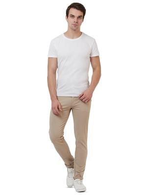 beige solid chinos - 16520095 - Standard Image - 4