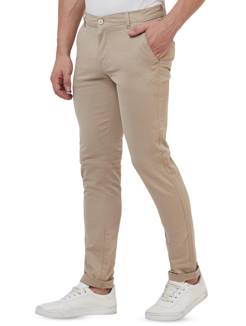 beige solid chinos - 16520095 - Zoom Image - 2