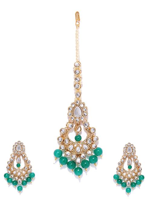 green brass maang teeka - 16520202 - Very Small Image - 1