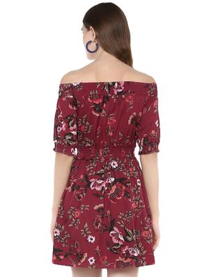 off shoulder smocked detail a-line dress - 16520246 - Standard Image - 3