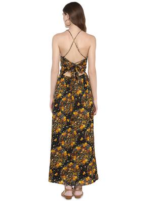 tie back halter neck floral maxi dress - 16520249 - Standard Image - 3
