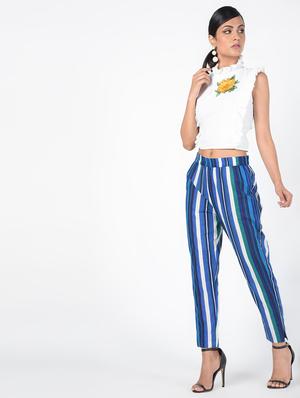 striped cigerette cotton pant - 16520468 - Standard Image - 4