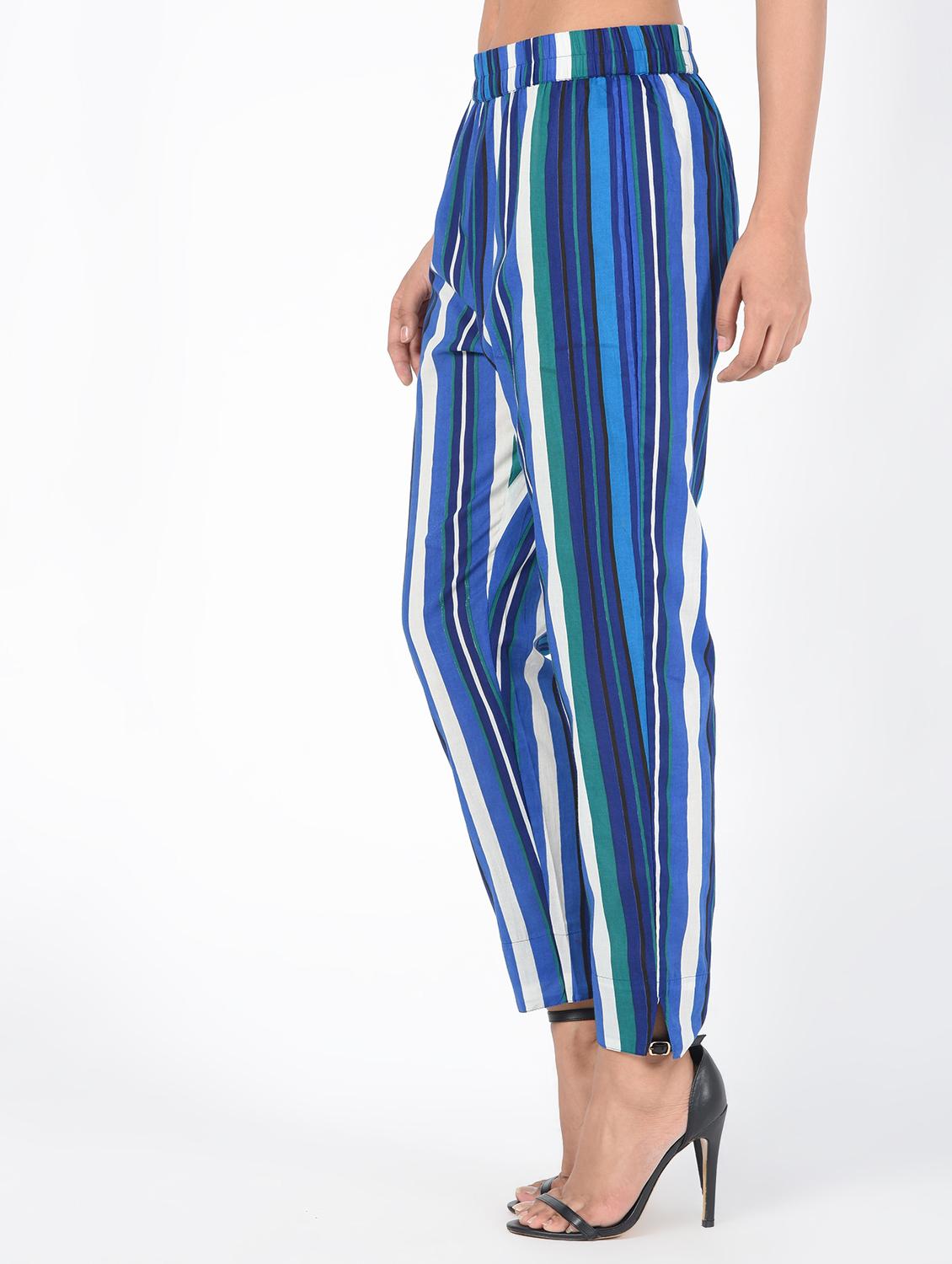 striped cigerette cotton pant - 16520468 - Zoom Image - 2