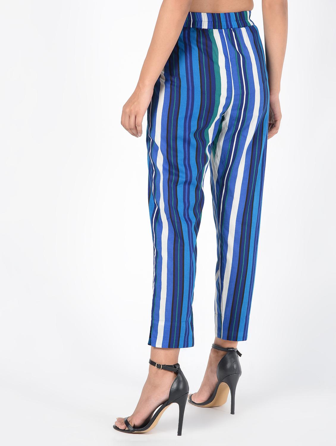 striped cigerette cotton pant - 16520468 - Zoom Image - 3