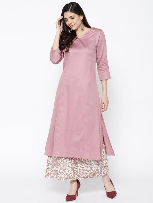 solid kurta palazzo set - 16523275 - Standard Image - 1