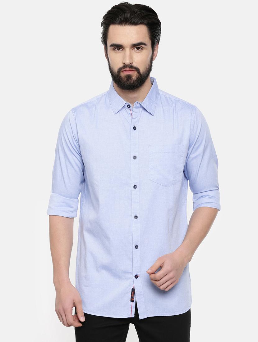 blue solid casual shirt - 16523929 - Zoom Image - 1