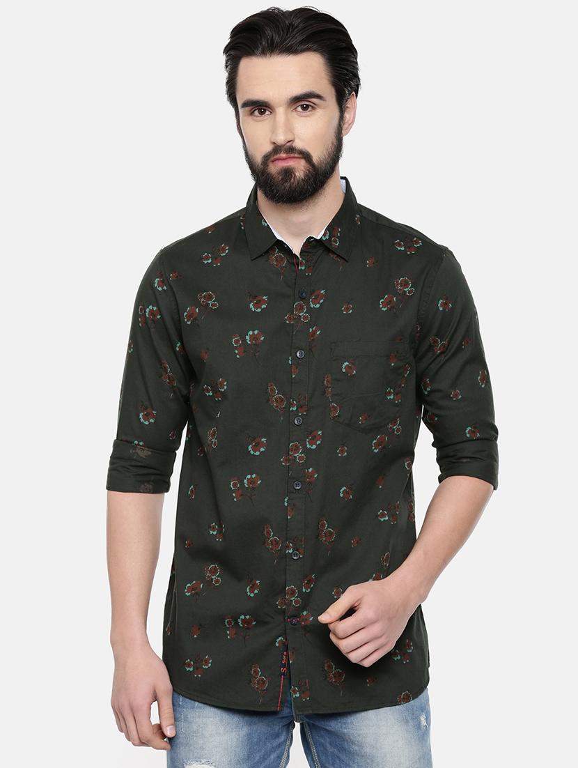green floral print casual shirt - 16523940 - Zoom Image - 1