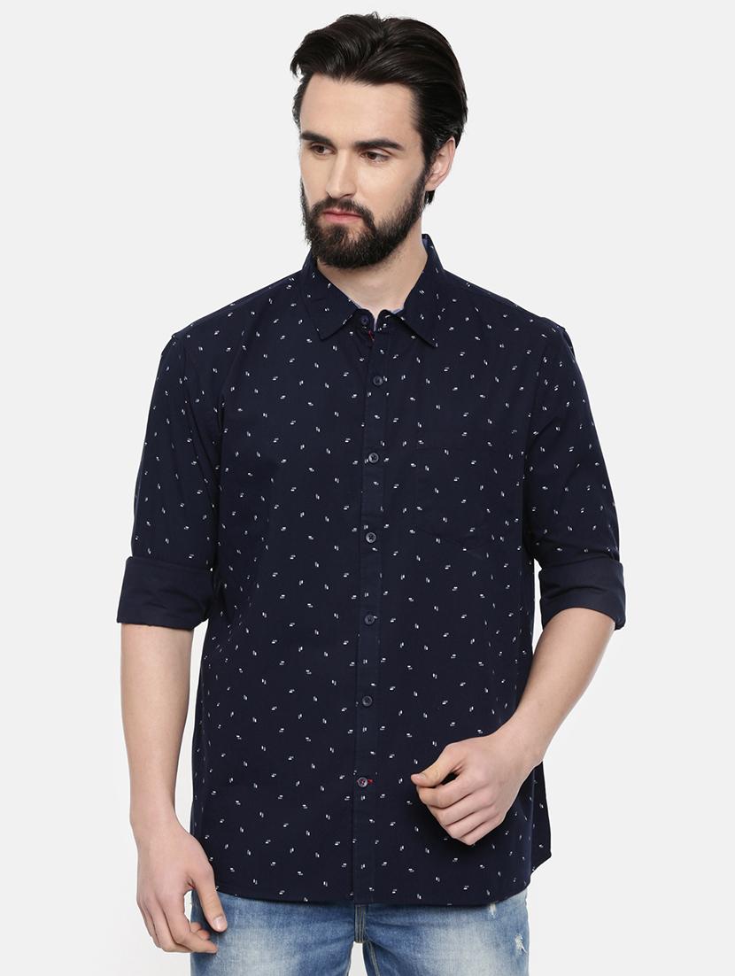 dark blue printed casual shirt - 16523958 - Zoom Image - 1