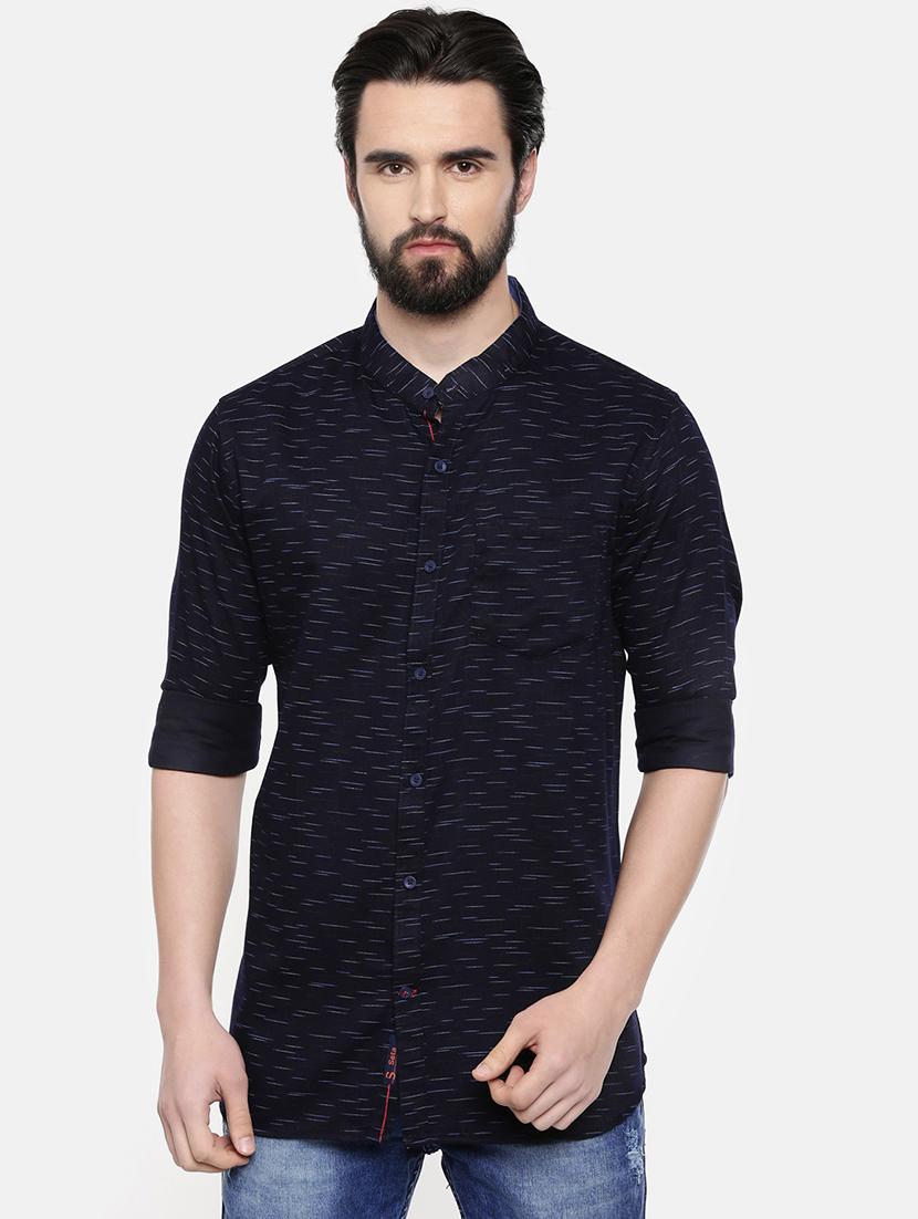 dark blue self design casual shirt - 16523966 - Zoom Image - 1