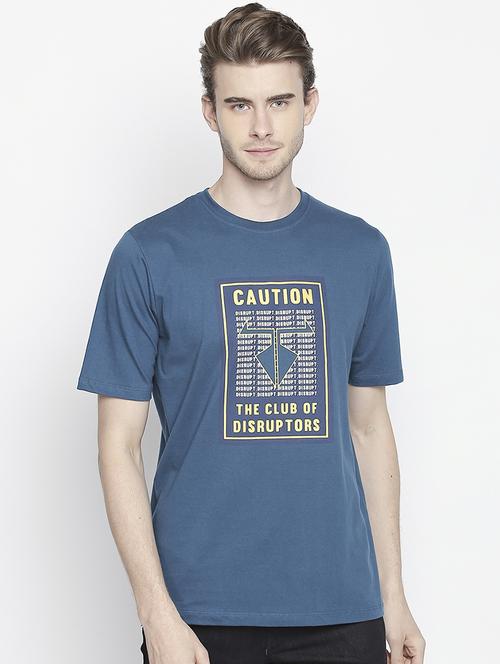 blue chest printed t-shirt - 16524276 - Very Small Image - 1