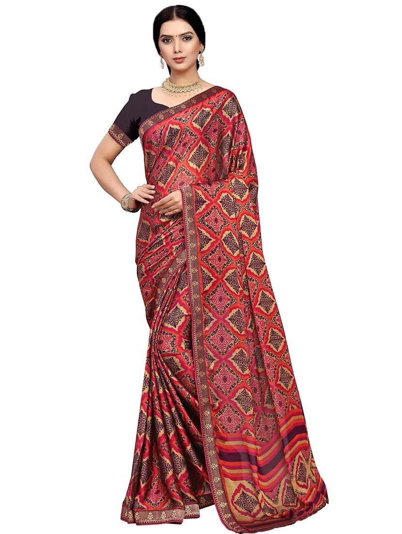 bordered printed saree with blouse - 16524767 - Zoom Image - 1