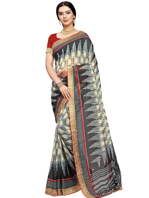 paisley printed saree with blouse - 16524781 - Standard Image - 1