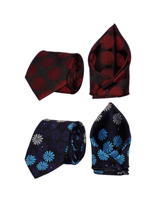 blue micro fiber tie and pocket square - 16524881 - Standard Image - 1
