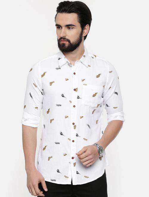 white printed casual shirt - 16525602 - Standard Image - 1