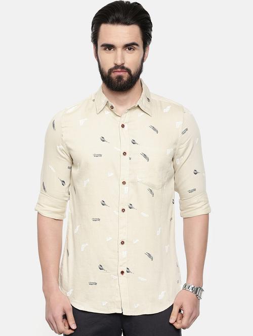 beige printed casual shirt - 16525603 - Standard Image - 1