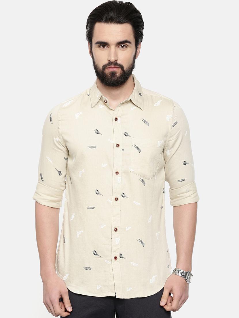 beige printed casual shirt - 16525603 - Zoom Image - 1