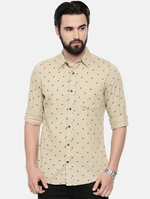 beige printed casual shirt - 16525607 - Standard Image - 1