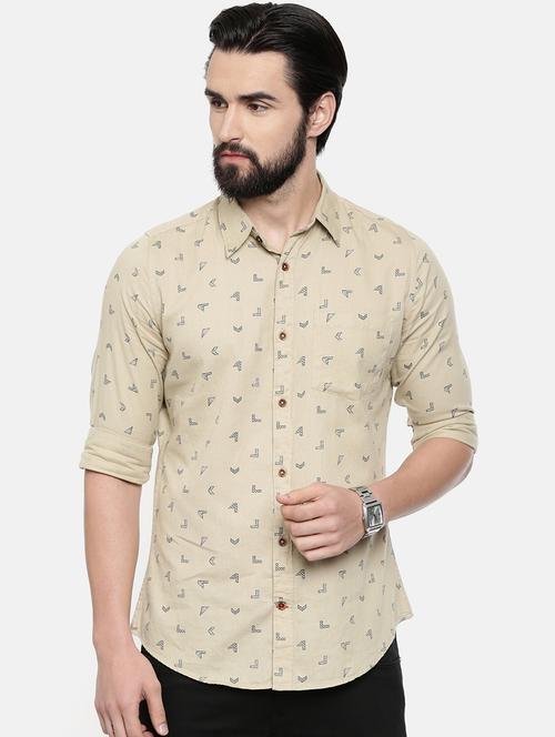 beige printed casual shirt - 16525616 - Standard Image - 1