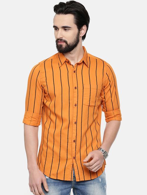 orange striped casual shirt - 16525624 - Standard Image - 1