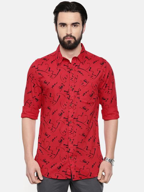 red printed casual shirt - 16525627 - Standard Image - 1