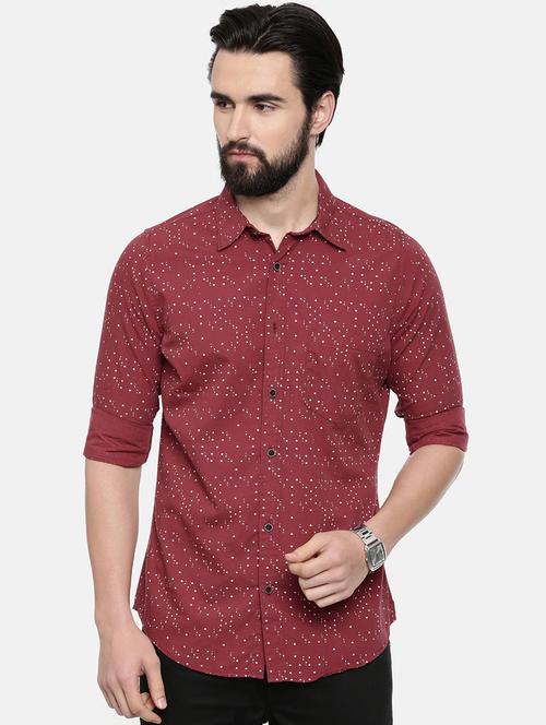 maroon printed casual shirt - 16525647 - Standard Image - 1