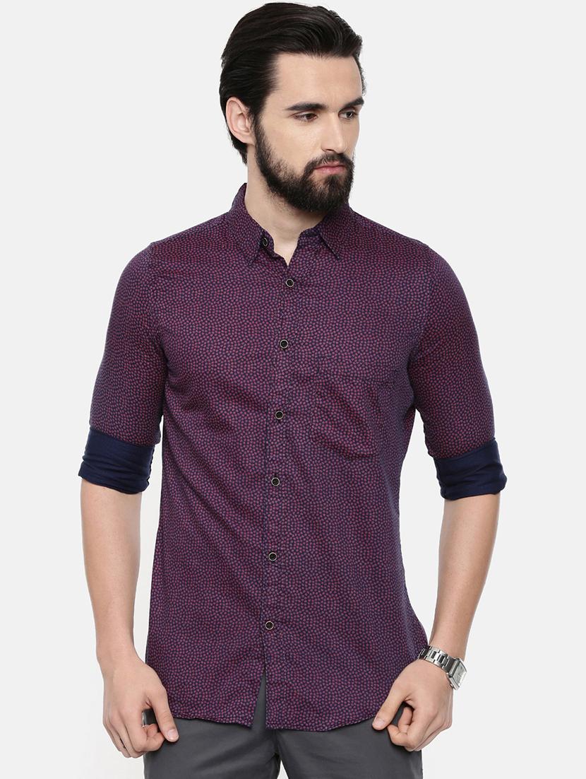 navy blue printed casual shirt - 16525654 - Zoom Image - 1