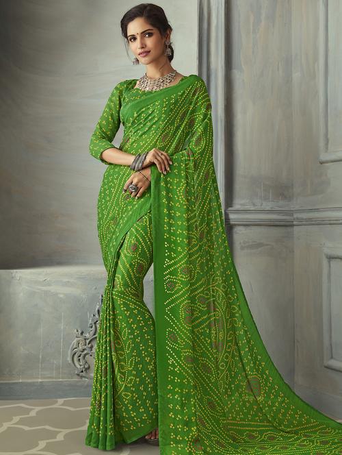 bandhani printed saree with blouse - 16525807 - Very Small Image - 1