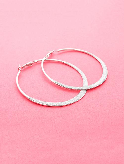 silver metal hoop earring - 16525890 - Standard Image - 1