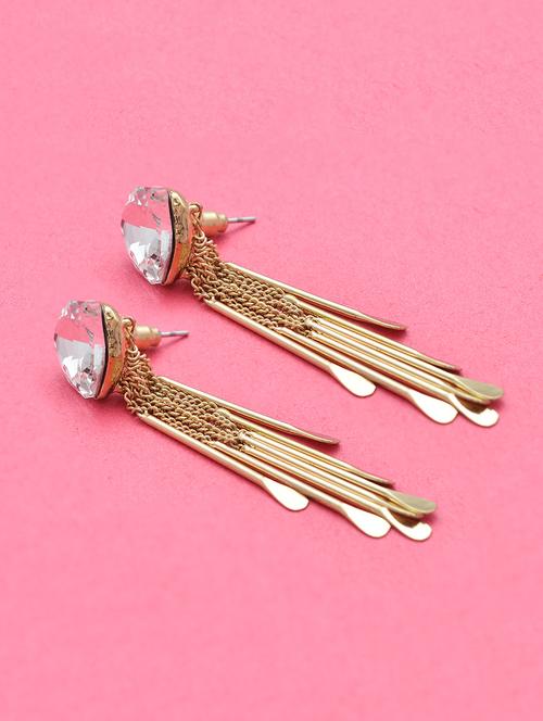 gold metal drop earring - 16525911 - Standard Image - 1