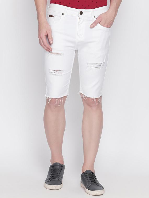 white distressed denim shorts - 16525973 - Zoom Image - 1