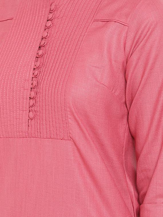 pintucks solid straight kurta - 16526877 - Zoom Image - 4