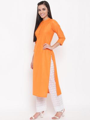 pintucks solid straight kurta - 16526879 - Standard Image - 2