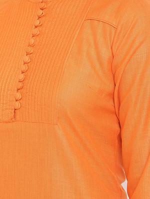 pintucks solid straight kurta - 16526879 - Standard Image - 4