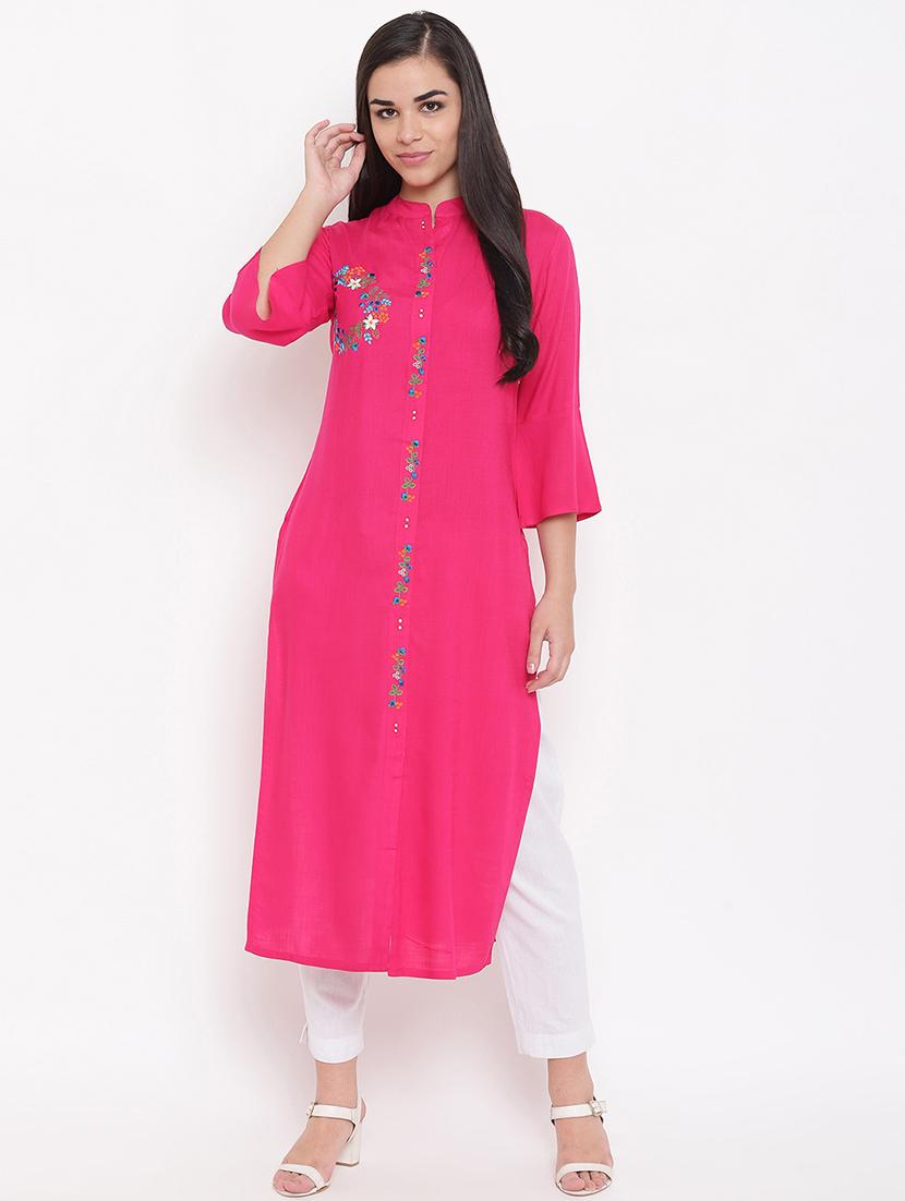 solid straight kurta - 16526889 - Zoom Image - 1