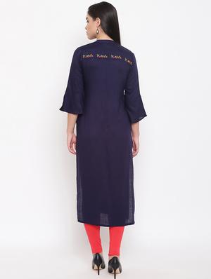 embroidered straight kurta - 16526935 - Standard Image - 3