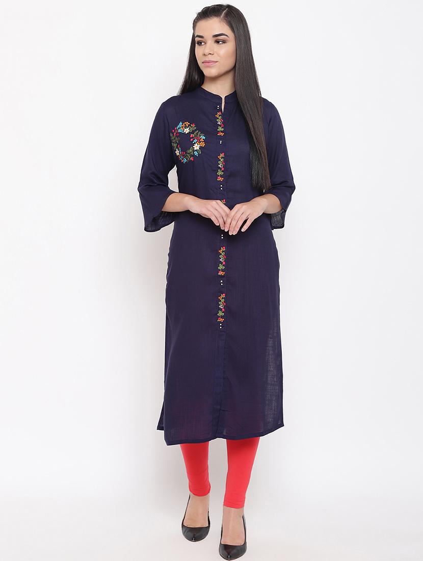 embroidered straight kurta - 16526935 - Zoom Image - 1