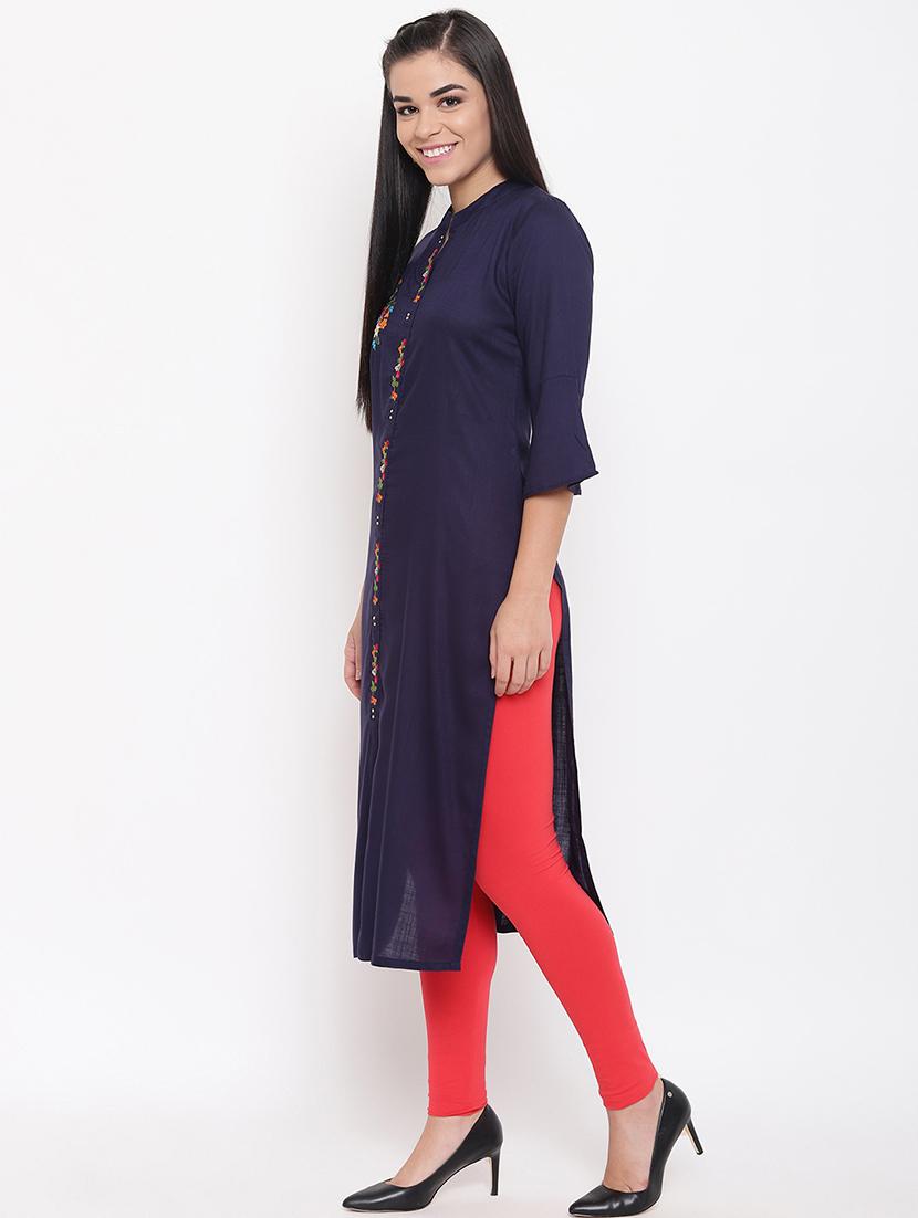 embroidered straight kurta - 16526935 - Zoom Image - 2