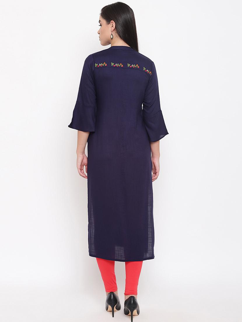 embroidered straight kurta - 16526935 - Zoom Image - 3