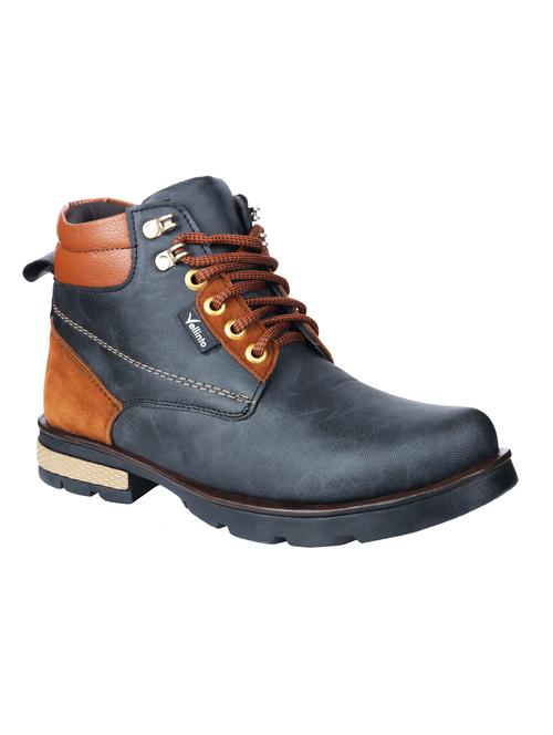 vellinto blue leatherette high ankle boots - 16527138 - Standard Image - 1