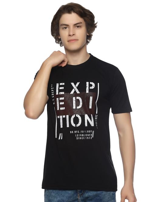 black typographic chest print t-shirt - 16527394 - Standard Image - 1