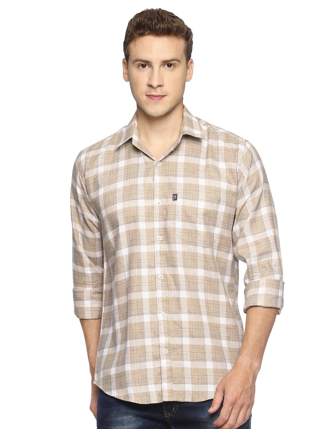 beige checkered casual shirt - 16527496 - Zoom Image - 1